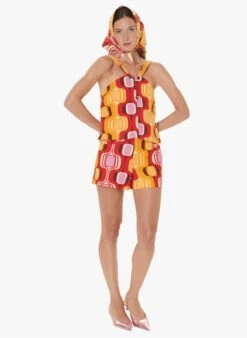 Tara Jarmon STELLA - Short Imprimé En Coton Strertch | Rouge -Place 4030786