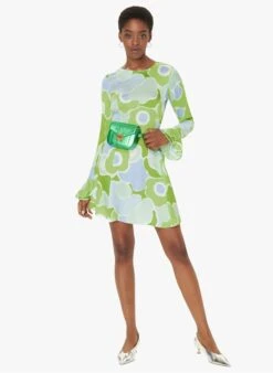 Tara Jarmon RAEL - Robe Courte Col Rond Imprimée | Vert -Place 4030840
