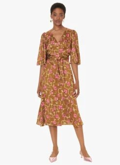 Tara Jarmon RAVA - Robe Longue Col V Imprimé Floral | Marron
