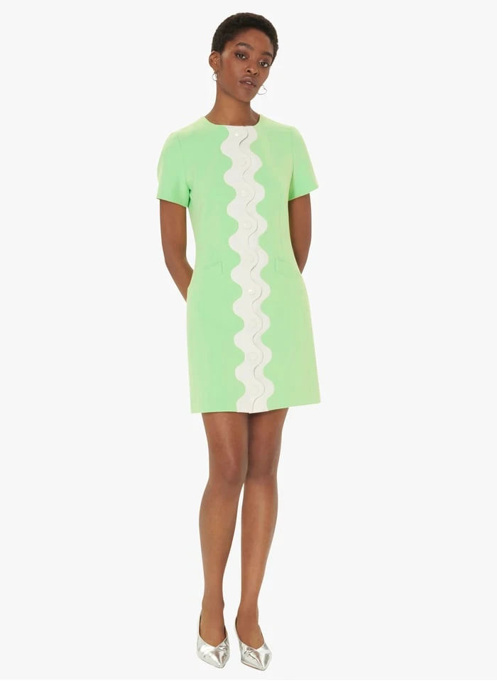 Tara Jarmon ROSSIA - Robe Courte Col Rond à Rayure | Vert 3 Tara Jarmon ROSSIA - Robe Courte Col Rond à Rayure | Vert – Image 3