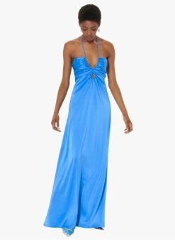 Tara Jarmon ROSALIA - Robe Longue Effet Satin En Lyocell | Bleu