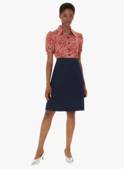 Tara Jarmon RUEVA - Robe Courte Imprimée En Coton | Rouge -Place 4030865