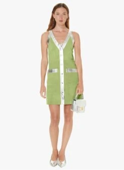 Tara Jarmon RANDY - Robe Courte Col V En Cuir Métallisé | Kaki -Place 4030868