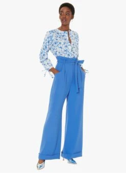 Tara Jarmon PYLA - Pantalon Large Taille Haute | Bleu