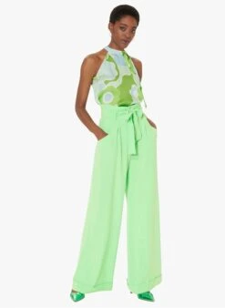 Tara Jarmon PYLA - Pantalon Large Taille Haute | Vert -Place 4030915