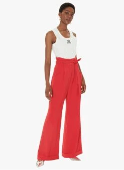 Tara Jarmon PYLA - Pantalon Large Taille Haute | Rouge -Place 4030916