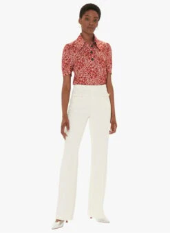 Tara Jarmon PERLITA - Pantalon Large En Toile Double | Blanc 7 Tara Jarmon PERLITA - Pantalon Large En Toile Double | Blanc -Place 4030925