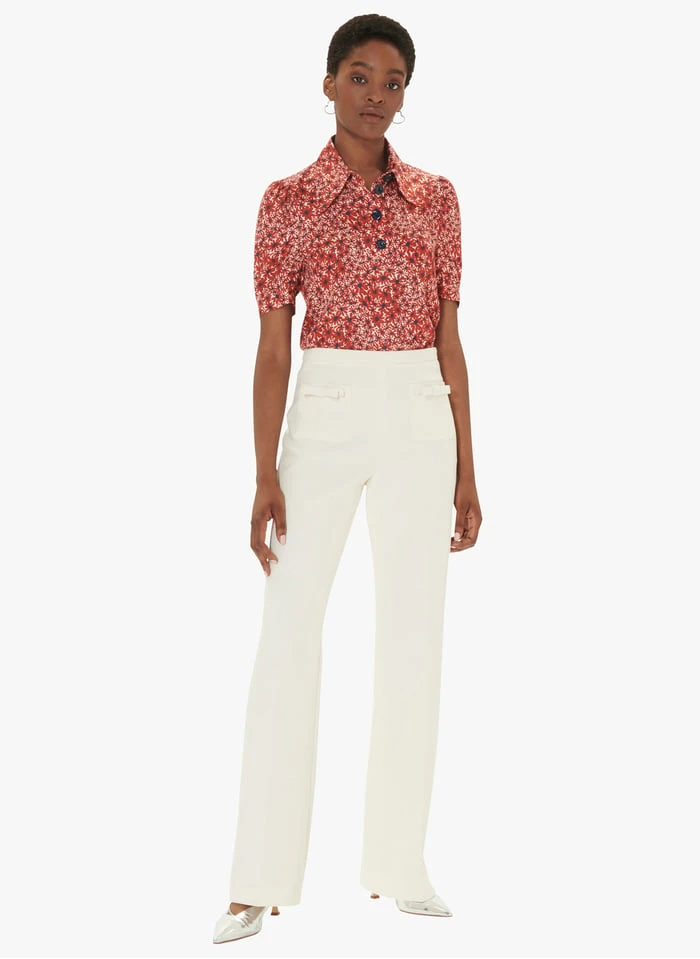 Tara Jarmon PERLITA - Pantalon Large En Toile Double | Blanc 4 Tara Jarmon PERLITA - Pantalon Large En Toile Double | Blanc – Image 4