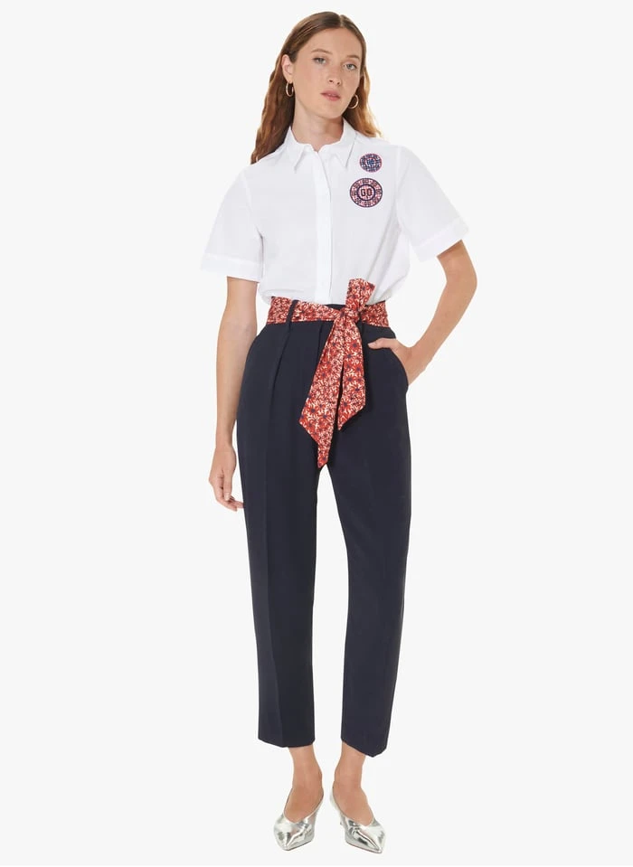 Tara Jarmon PAGA - Pantalon Carotte Taille Haute | Bleu 4 Tara Jarmon PAGA - Pantalon Carotte Taille Haute | Bleu – Image 4