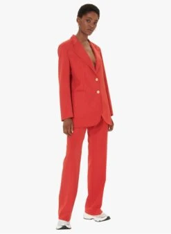 Tara Jarmon PATTI - Pantalon Large En Laine Mélangée | Rouge -Place 4030932