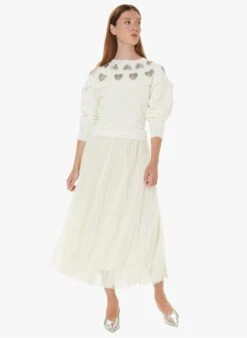 Tara Jarmon JUILLET - Jupe Longue Plissée | Blanc -Place 4030965