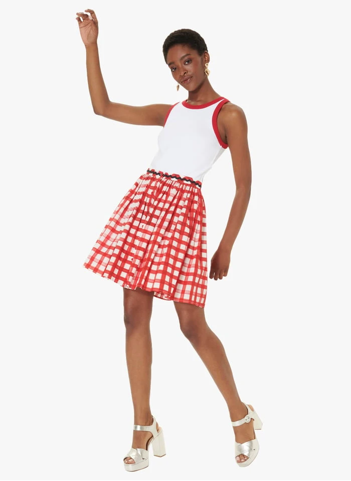 Tara Jarmon JOILITA - Jupe Courte Imprimé Vichy En Coton | Rouge 4 Tara Jarmon JOILITA - Jupe Courte Imprimé Vichy En Coton | Rouge – Image 4