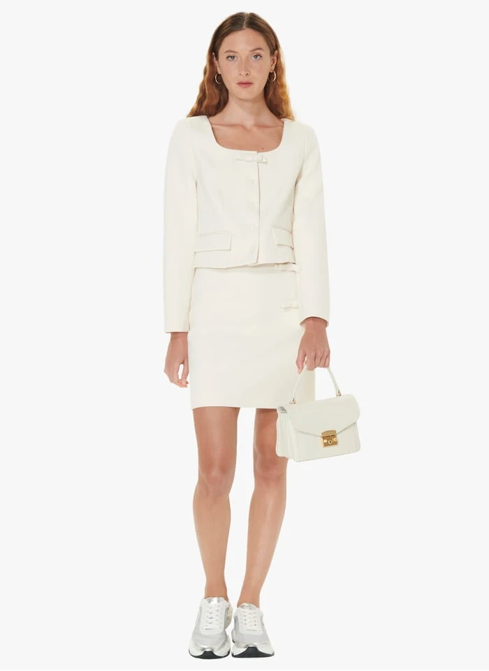 Tara Jarmon JEHONA - Jupe Courte En Toile Double | Blanc 4 Tara Jarmon JEHONA - Jupe Courte En Toile Double | Blanc – Image 4