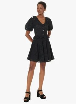 Tara Jarmon JENESSA - Jupe évasée En Dentelle En Coton | Noir -Place 4030973