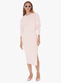 Tara Jarmon GREGOIRE - Gilet Court Col Rond En Coton Mélangé | Rose -Place 4030982