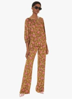 Tara Jarmon CUBA - Top Col Bateau Imprimé Floral | Marron -Place 4031001