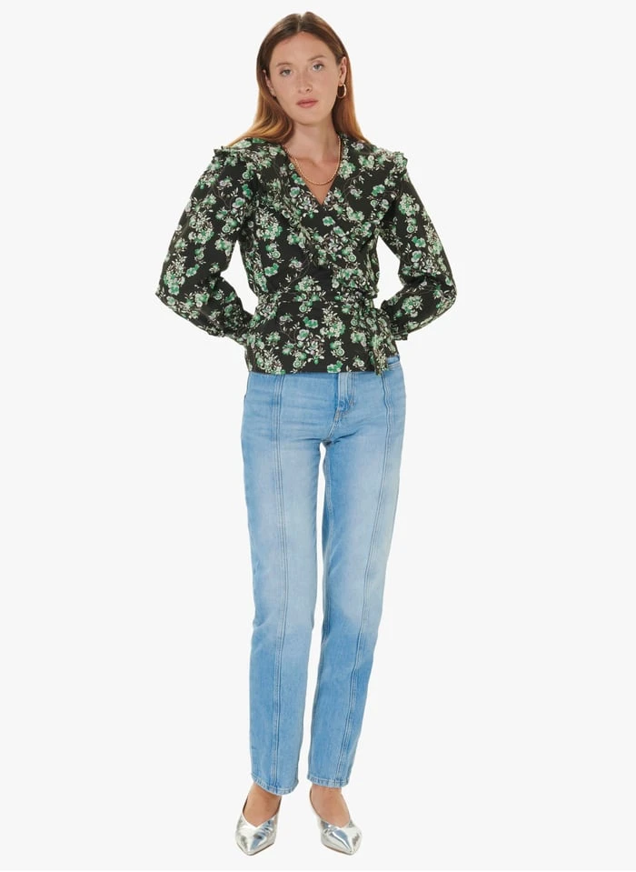 Tara Jarmon CRISTINA - Top Cache-cur Imprimé | Gris 4 Tara Jarmon CRISTINA - Top Cache-cur Imprimé | Gris – Image 4