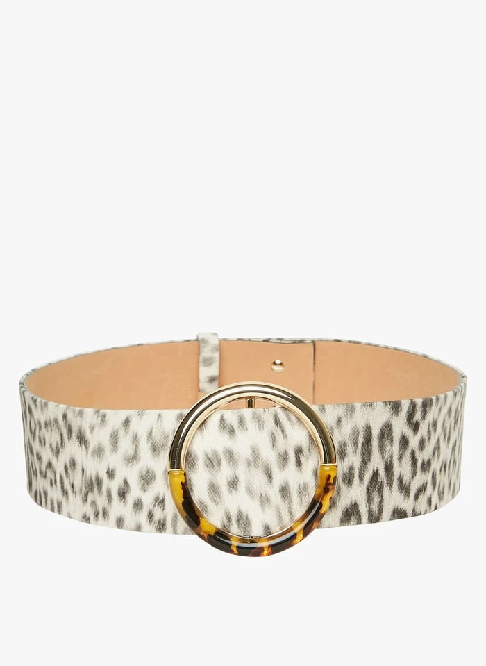 Tara Jarmon LAUREN - Ceinture Large à Imprimé Animalier | Blanc 2 Tara Jarmon LAUREN - Ceinture Large à Imprimé Animalier | Blanc – Image 2