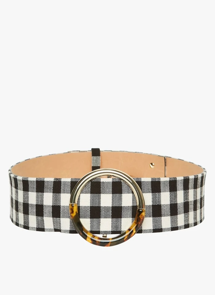 Tara Jarmon LAUREN - Ceinture Large à Imprimé Vichy | Gris 2 Tara Jarmon LAUREN - Ceinture Large à Imprimé Vichy | Gris – Image 2