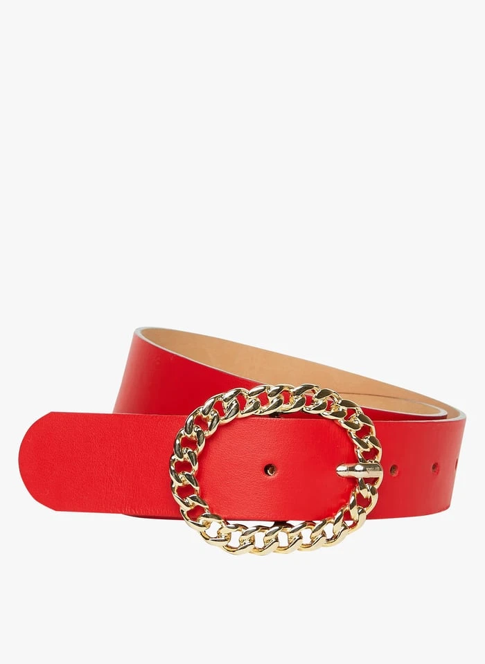 Tara Jarmon GIGI - Ceinture En Cuir à Boucle En Maillons | Rouge 2 Tara Jarmon GIGI - Ceinture En Cuir à Boucle En Maillons | Rouge – Image 2