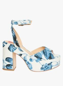 Tara Jarmon KARELLE - Sandales à Talons En Coton Imprimées | Bleu