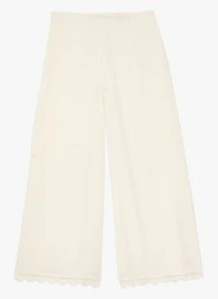 Tara Jarmon POSITIVE - Pantalon Large Festonné | Blanc -Place 4045002