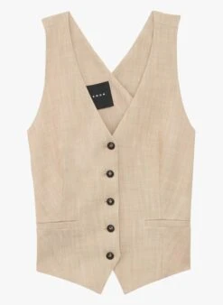 Tara Jarmon GIANI - Gilet Col V | Beige 6 Tara Jarmon GIANI - Gilet Col V | Beige -Place 4045230