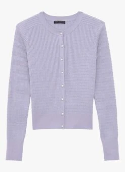 Tara Jarmon GRAIG - Gilet En Maille Torsadée En Coton | Violet