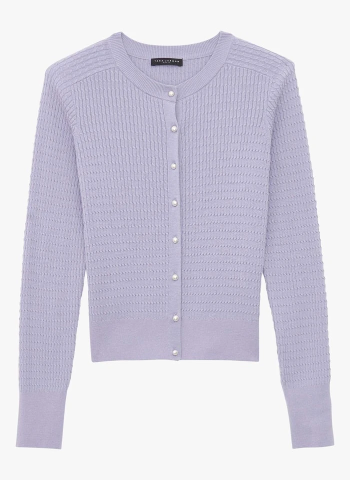 Tara Jarmon GRAIG - Gilet En Maille Torsadée En Coton | Violet 1 Tara Jarmon GRAIG - Gilet En Maille Torsadée En Coton | Violet