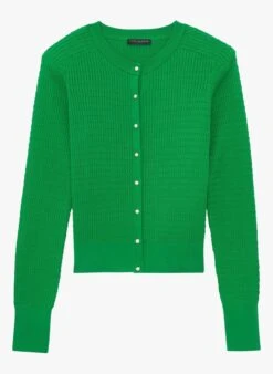 Tara Jarmon GRAIG - Gilet En Maille Torsadée En Coton | Vert