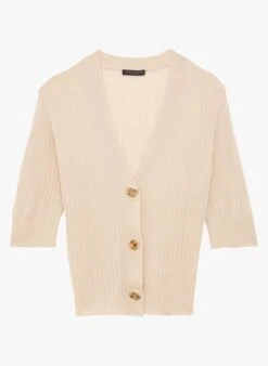 Tara Jarmon GABIN - Gilet Côtelé à Manches Courtes En Coton | Beige