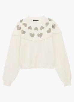 Tara Jarmon PONDICHERY - Pull Col Rond En Coton Mélangé | Blanc -Place 4045242