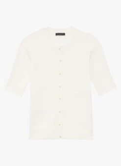 Tara Jarmon GABRIELLE - Gilet Col Rond En Coton Extrafin | Blanc -Place 4045574