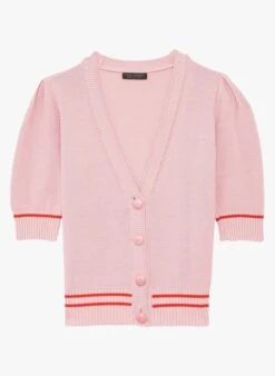 Tara Jarmon GUILLAUME - Cardigan Col V à Rayures En Coton | Rose