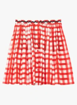 Tara Jarmon JOILITA - Jupe Courte Imprimé Vichy En Coton | Rouge 6 Tara Jarmon JOILITA - Jupe Courte Imprimé Vichy En Coton | Rouge -Place 4045579