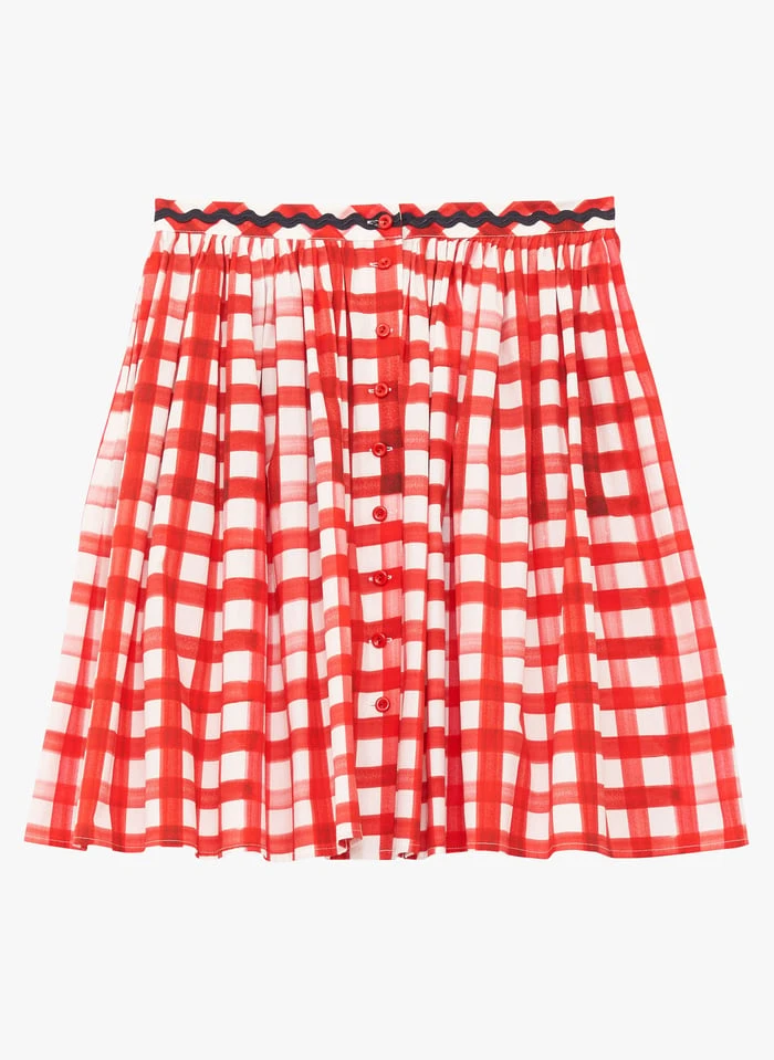 Tara Jarmon JOILITA - Jupe Courte Imprimé Vichy En Coton | Rouge 3 Tara Jarmon JOILITA - Jupe Courte Imprimé Vichy En Coton | Rouge – Image 3