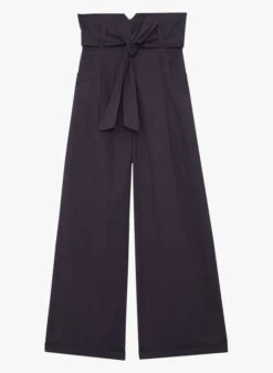 Tara Jarmon PYLA - Pantalon Large Taille Haute En Coton | Bleu