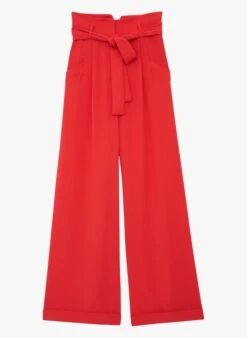 Tara Jarmon PYLA - Pantalon Large Taille Haute | Rouge -Place 4045594