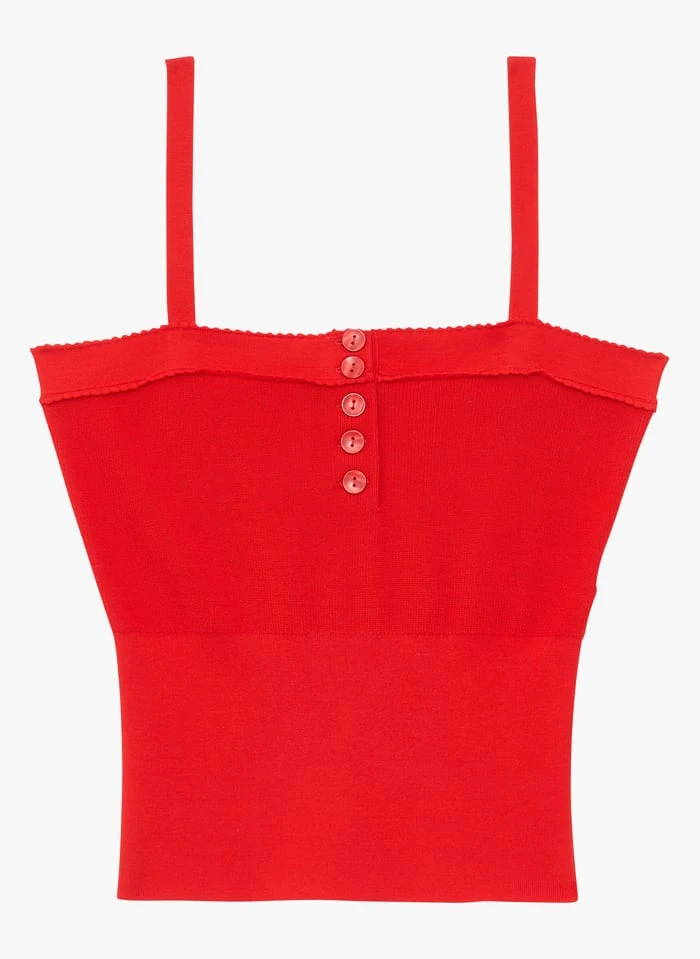 Tara Jarmon PAMELA - Pull à Bretelles En Coton Extrafin | Rouge 1 Tara Jarmon PAMELA - Pull à Bretelles En Coton Extrafin | Rouge