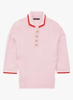 Tara Jarmon POMMETTE - Pull Col Polo En Coton Mélangé | Rose
