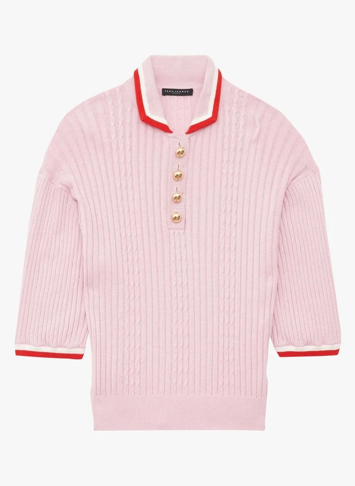 Tara Jarmon POMMETTE - Pull Col Polo En Coton Mélangé | Rose 1 Tara Jarmon POMMETTE - Pull Col Polo En Coton Mélangé | Rose