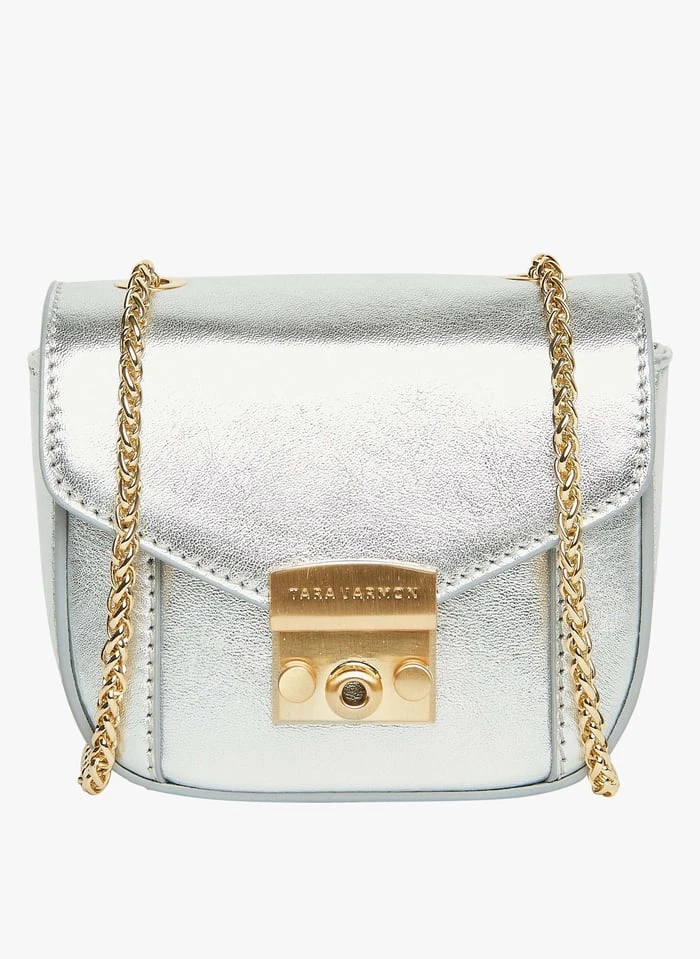 Tara Jarmon MICRO SARAH - Petit Sac Bandoulière En Cuir Métallique | Argent 1 Tara Jarmon MICRO SARAH - Petit Sac Bandoulière En Cuir Métallique | Argent