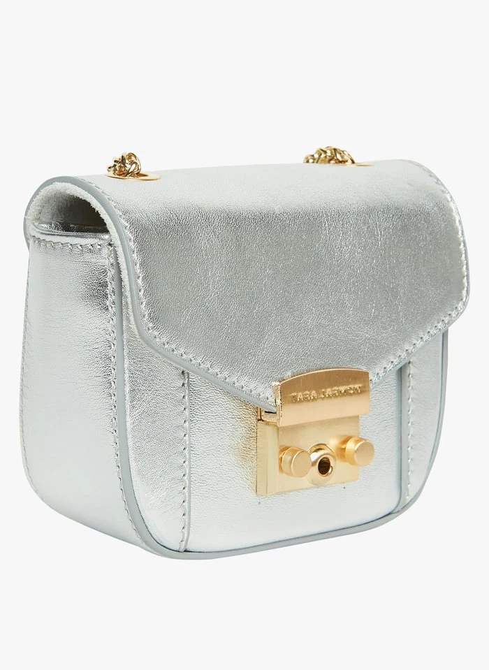 Tara Jarmon MICRO SARAH - Petit Sac Bandoulière En Cuir Métallique | Argent 2 Tara Jarmon MICRO SARAH - Petit Sac Bandoulière En Cuir Métallique | Argent – Image 2