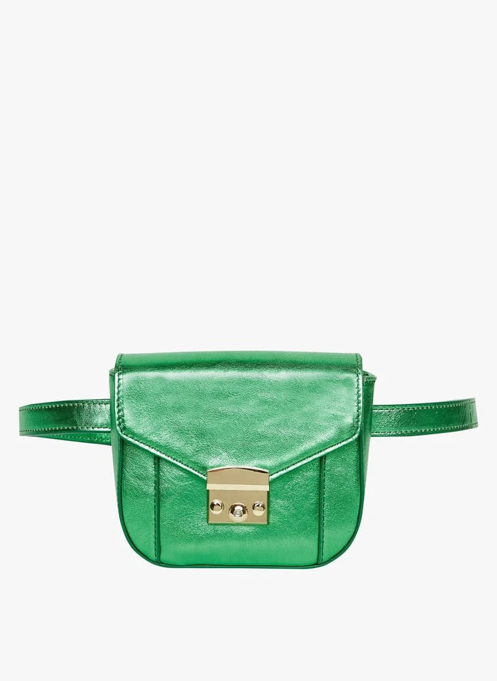 Tara Jarmon SARAH BELT - Sac Banane En Cuir Métallique | Vert 1 Tara Jarmon SARAH BELT - Sac Banane En Cuir Métallique | Vert