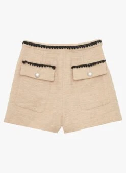 Tara Jarmon SOLEA - Short Droit En Tweed En Coton Mélangé | Beige