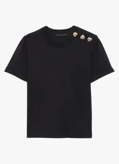 Tara Jarmon TAMPA - T-shirt Col Rond En Coton | Noir -Place 4045669