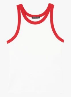 Tara Jarmon TRISH - Débardeur Bicolore En Coton Stretch | Rouge -Place 4045670