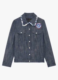 Tara Jarmon VALERIO - Veste Denim Cintrée à Col Claudine En Coton | Bleu 6 Tara Jarmon VALERIO - Veste Denim Cintrée à Col Claudine En Coton | Bleu -Place 4045693