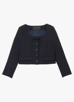 Tara Jarmon VERNIS - Veste Courte à Encolure Carrée | Bleu -Place 4045694