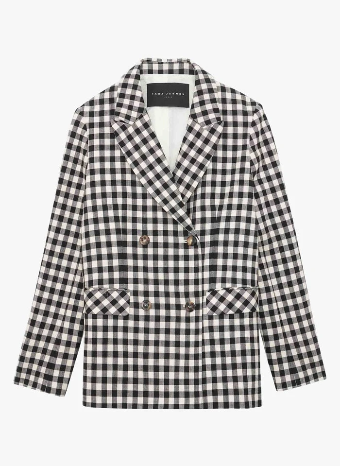 Tara Jarmon VELIA - Veste De Blazer Vichy | Gris 3 Tara Jarmon VELIA - Veste De Blazer Vichy | Gris – Image 3